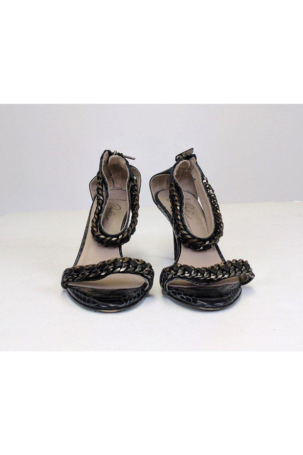 Current Boutique-Donald J Pliner - Gun Metal Pumps w/ Bronze Chain Detail Sz 6