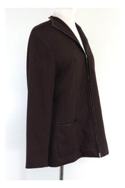 Current Boutique-Doncaster - Brown Leather Trim Jacket Sz 12