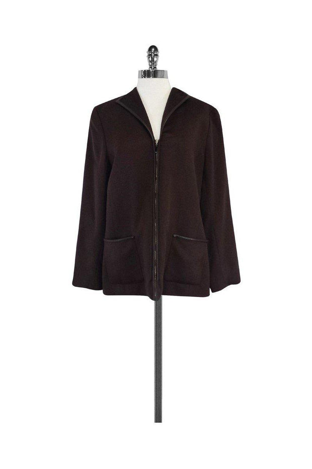 Current Boutique-Doncaster - Brown Leather Trim Jacket Sz 12