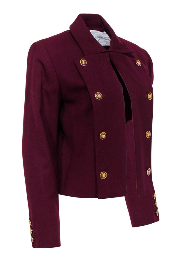 Current Boutique-Doncaster - Maroon Open-Front Jacket w/ Golden Buttons Sz 10