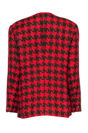 Current Boutique-Doncaster - Red & Green Woven Houndstooth Double Breasted Blazer Sz 12