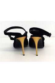 Current Boutique-Donna Karan - Black & Gold Velvet Pointed Toe Heels Sz 7