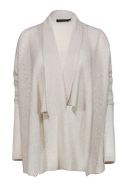 Current Boutique-Donna Karan - Cream Cashmere Blend Draped Fuzzy Cardigan Sz S