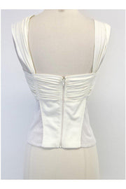 Current Boutique-Donna Karan - Cream Jersey Gathered Mesh Tank Sz L