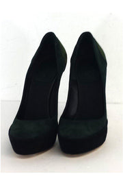 Current Boutique-Donna Karan - Green & Black Suede Platform Pumps Sz 8.5