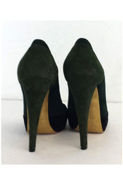 Current Boutique-Donna Karan - Green & Black Suede Platform Pumps Sz 8.5