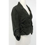 Current Boutique-Donna Karan - Olive Green Suede Cropped Blazer Sz 12