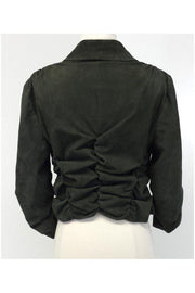 Current Boutique-Donna Karan - Olive Green Suede Cropped Blazer Sz 12