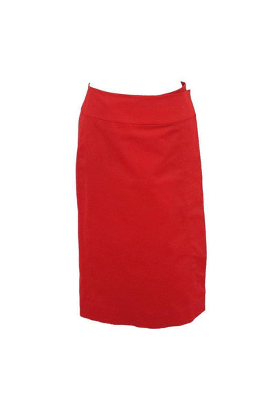 Current Boutique-Donna Karan - Red Cotton Blend Wrap Pencil Skirt Sz S