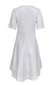 Current Boutique-Donna Karan - White Short Sleeve Flare Dress w/ Black Topstitching Sz 2