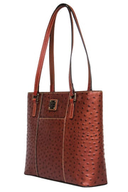 Current Boutique-Dooney & Bourke - Brown Ostrich Leather Shoulder Zipper Tote