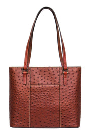 Current Boutique-Dooney & Bourke - Brown Ostrich Leather Shoulder Zipper Tote