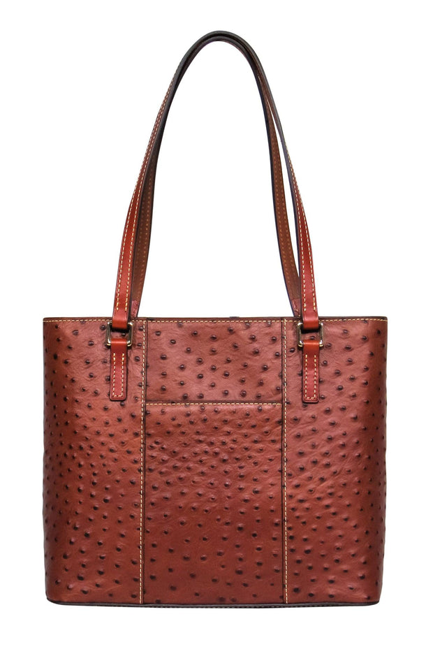 Current Boutique-Dooney & Bourke - Brown Ostrich Leather Shoulder Zipper Tote