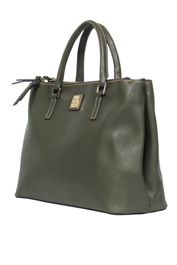 Current Boutique-Dooney & Bourke - Olive Leather Tote Bag w/ Side Snaps