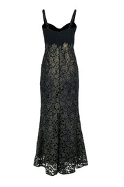 Current Boutique-Dress the Population - Black & Gold Lace Bustier Column Gown Sz M