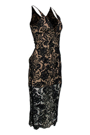 Current Boutique-Dress the Population - Black & Nude Lace Plunge Gown Sz S