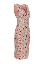 Current Boutique-Dress the Population - Cream & Pink Embroidered Sheath Dress w/ Sequins Sz L