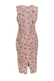 Current Boutique-Dress the Population - Cream & Pink Embroidered Sheath Dress w/ Sequins Sz L