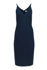 Current Boutique-Dress the Population - Navy Plunge Neckline Sheath Midi Dress Sz S