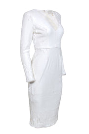 Current Boutique-Dress the Population - White Sequin Long Sleeve "Lily" Midi Dress Sz S