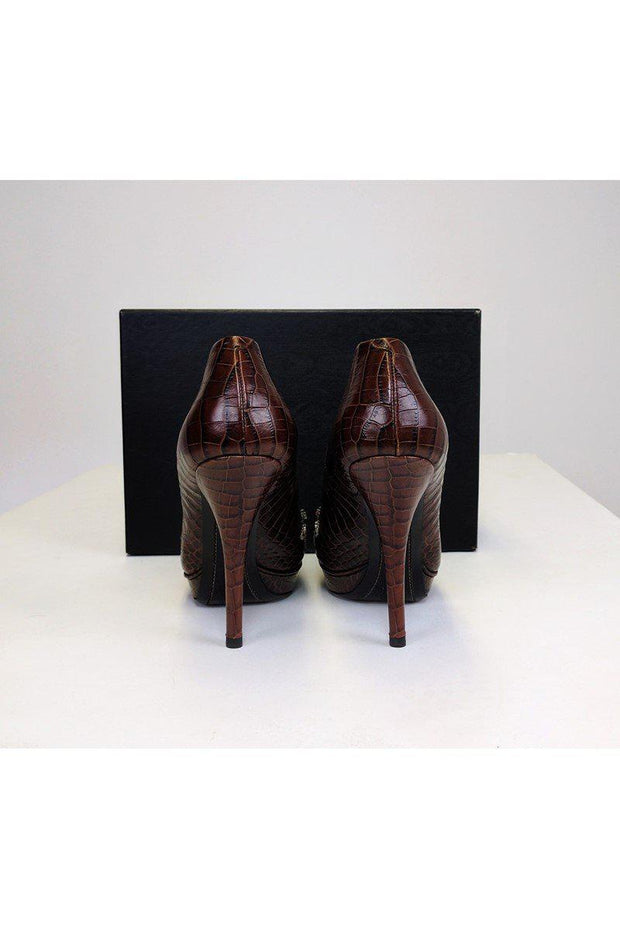 Current Boutique-Dries Van Noten - Brown Leather Pumps w/ Silver Beading Sz 9