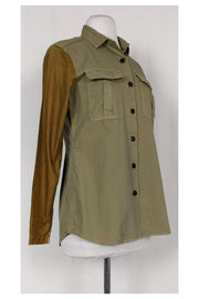 Current Boutique-Dries Van Noten - Olive Green Button Down Top Sz 6