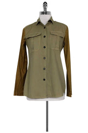 Current Boutique-Dries Van Noten - Olive Green Button Down Top Sz 6