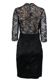 Current Boutique-ERIN Erin Fetherston - Black Satin & Lace Sheath Dress Sz 8