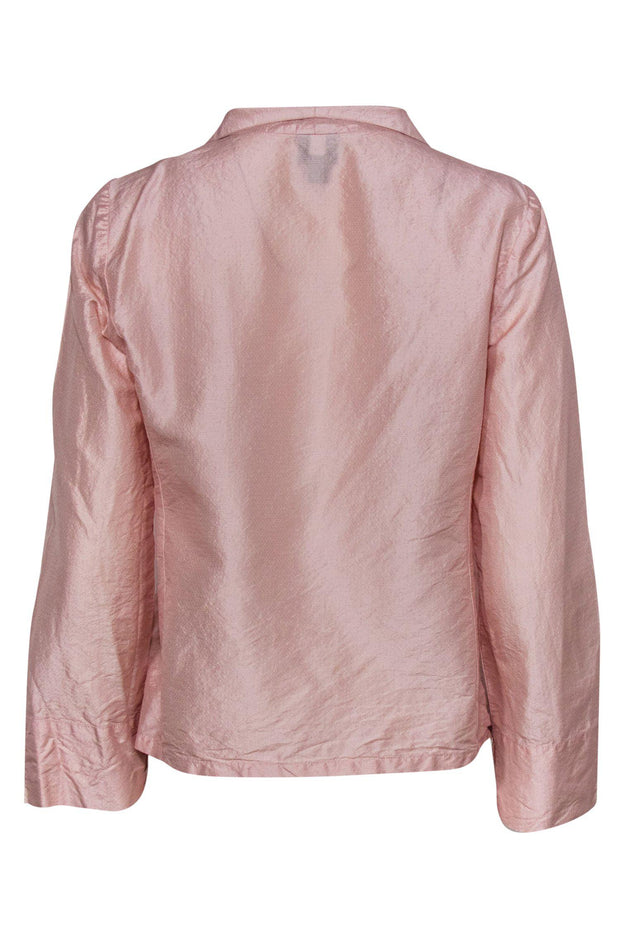 Current Boutique-Eileen Fisher - Baby Pink Textured Silk Button-Up Blouse Sz PM