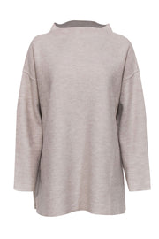 Current Boutique-Eileen Fisher - Beige Textured Funnel Neck Wool Sweater Sz L