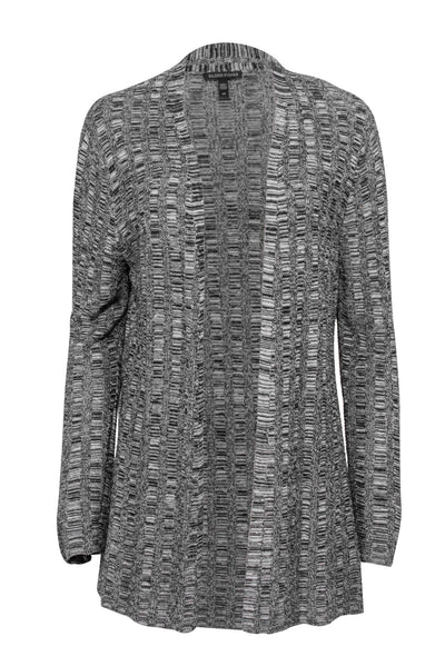 Current Boutique-Eileen Fisher - Black & Grey Blend Open Knit Cardigan Sz S