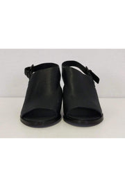 Current Boutique-Eileen Fisher - Black Leather Open Toe Mules Sz 8.5