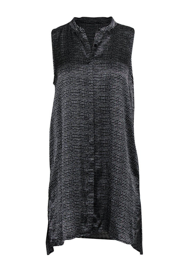 Current Boutique-Eileen Fisher - Black Polka Dot Silk Shift Dress Sz S