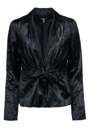 Current Boutique-Eileen Fisher - Black Satin Cotton Blend Jacket w/ Tie Waist Sz PM