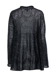 Current Boutique-Eileen Fisher - Black & Silver Metallic Thread Linen Blend Cardigan Sz 3X