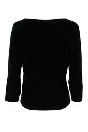 Current Boutique-Eileen Fisher - Black Velvet Three-Quarter Sleeve Top Sz S