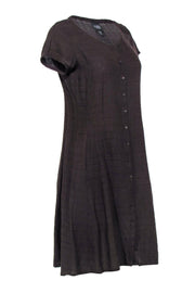 Current Boutique-Eileen Fisher - Brown Linen Blend Button-Front Dress Sz PS