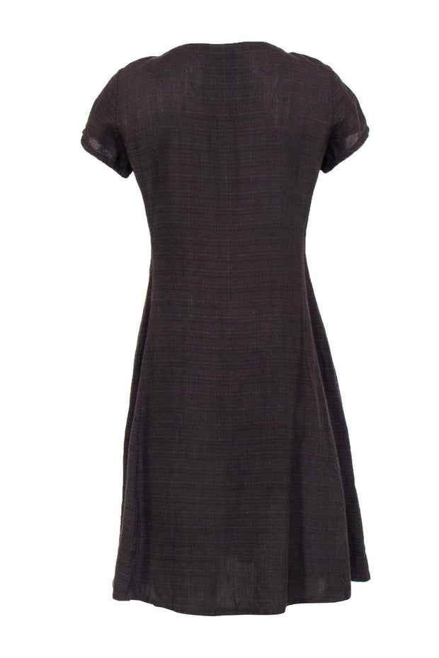 Current Boutique-Eileen Fisher - Brown Linen Blend Button-Front Dress Sz PS