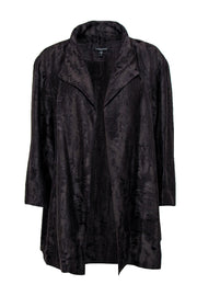 Current Boutique-Eileen Fisher - Brown Shiny Brocade Textured Open Front Jacket Sz 2X