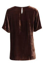 Current Boutique-Eileen Fisher - Brown Velvet Short Sleeve Top Sz S