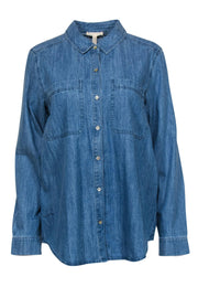 Current Boutique-Eileen Fisher - Chambray Button-Up Long Sleeve Blouse Sz M