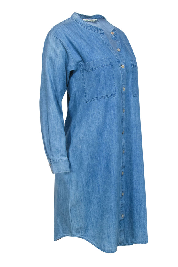 Current Boutique-Eileen Fisher - Chambray Button-Up Long Sleeve Shirtdress Sz S