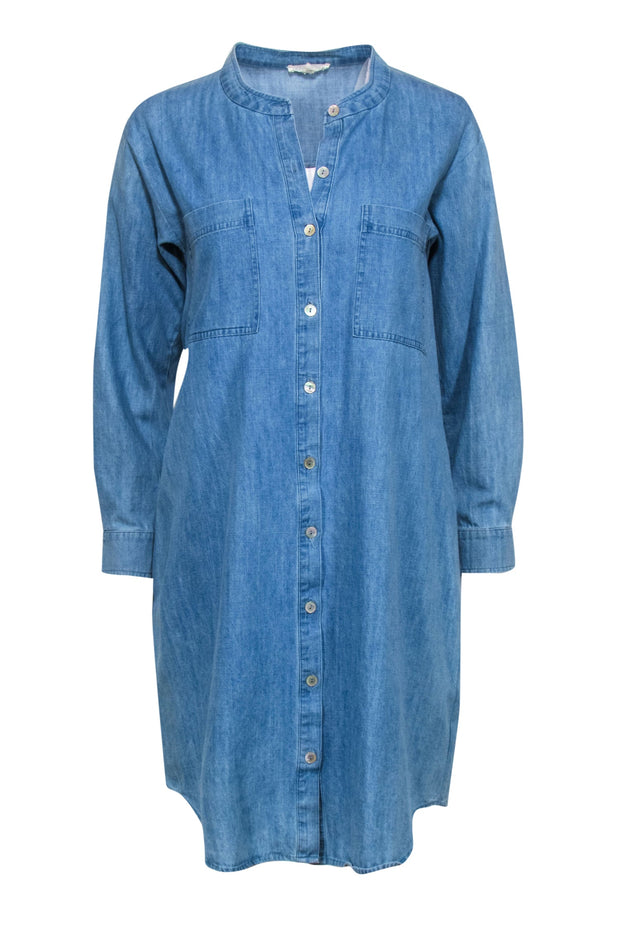 Current Boutique-Eileen Fisher - Chambray Button-Up Long Sleeve Shirtdress Sz S