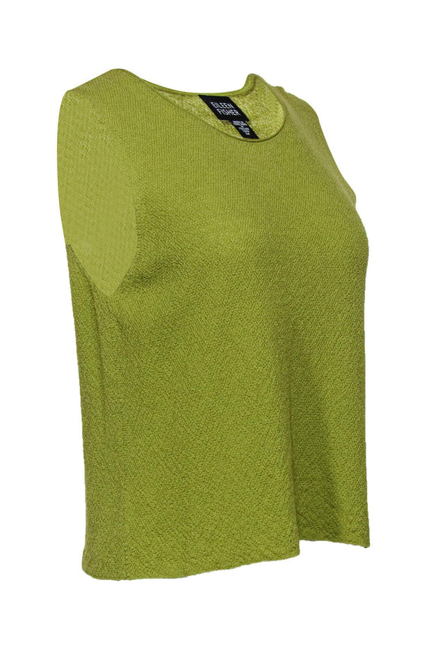 Current Boutique-Eileen Fisher - Chartreuse Knit Wool Tank Sz M