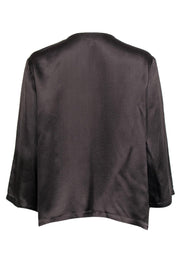 Current Boutique-Eileen Fisher - Dark Grey Silk Open Front Cardigan Sz L