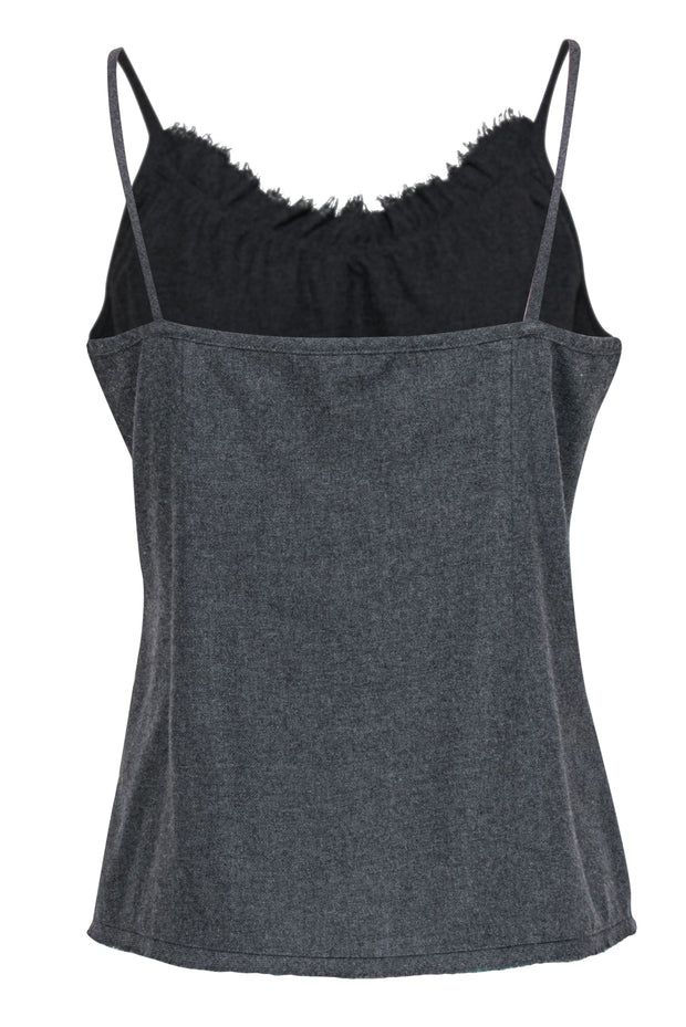 Current Boutique-Eileen Fisher - Gray Wool Blend Ruffled Camisole Sz S