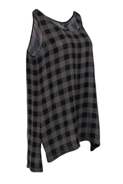 Current Boutique-Eileen Fisher - Green & Black Buffalo Check Sleeveless Silk Tunic Sz M