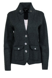 Current Boutique-Eileen Fisher - Green Wool Button Front Jacket w/ Mother of Pearl Buttons Sz M