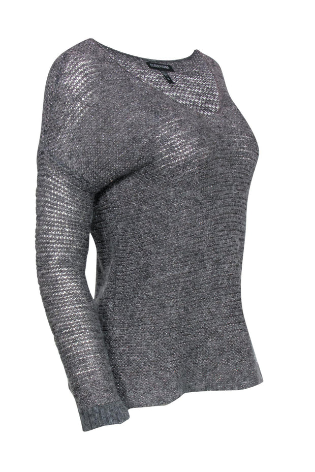 Current Boutique-Eileen Fisher - Grey Metallic Knit Sweater Sz XS