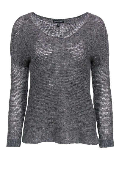 Current Boutique-Eileen Fisher - Grey Metallic Knit Sweater Sz XS